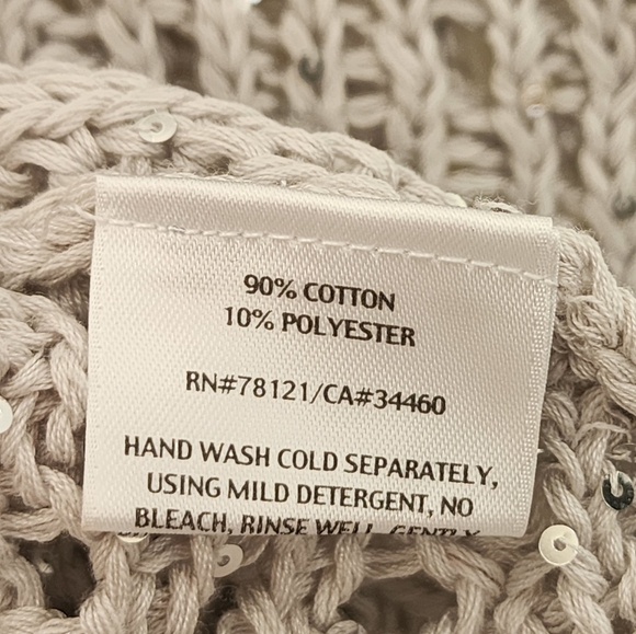 EILEEN FISHER Silver Sequined Chain Mail Knit Sleeveless Knit Top, petite - Picture 6 of 8